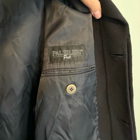 Pal Zileri Coat Mens XL Navy Blue Cashmere Trench Hidden Button Overcoat Jacket - Picture 8 of 11